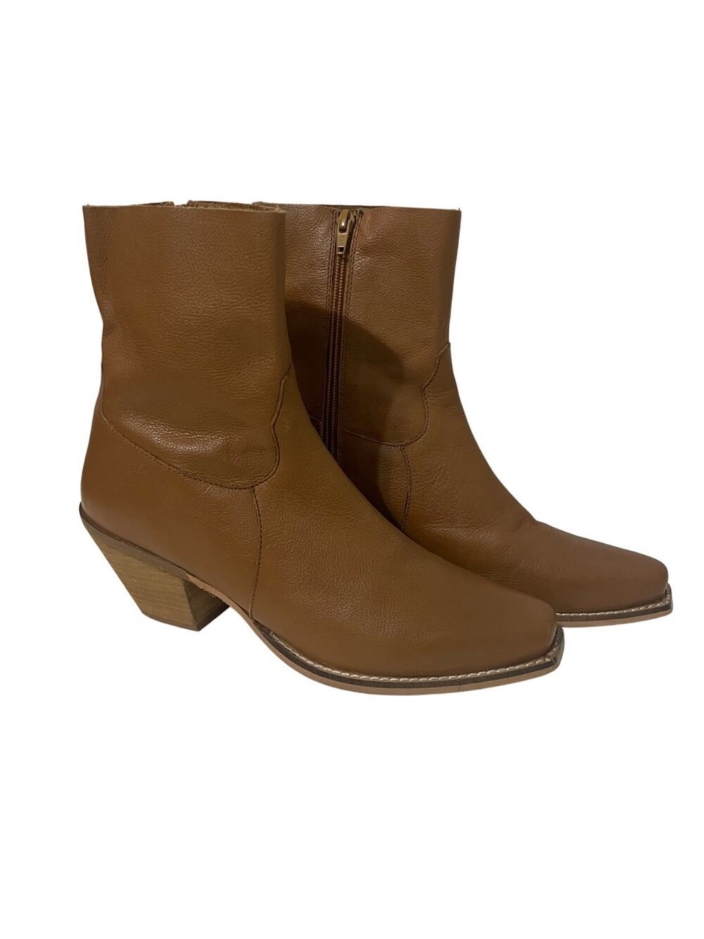 Very Volatile Lariat Cowgirl Boots Western Snip Toe Leather Zip Women's 9.5 Tan